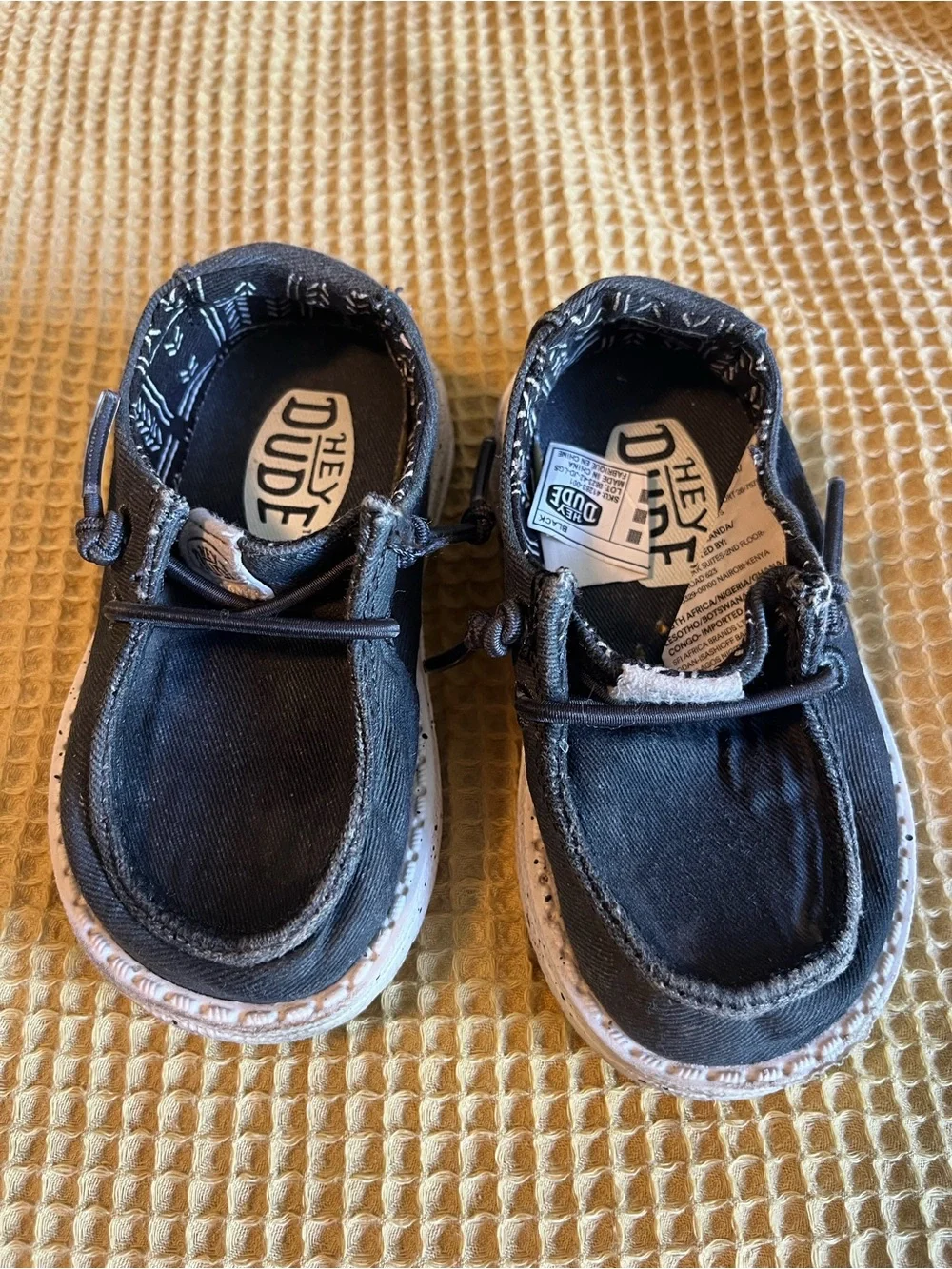 Toddler Hey Dude Kids' Blue Canvas Moccasins with White Sole